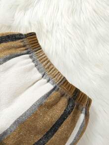 女嬰格紋印花襯衫&半身裙無毛衣 - 棕色 - 查看 7