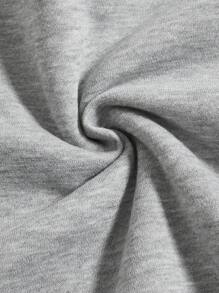 SHEIN Cô gái Tween 1 Miếng Đồ họa Khẩu hiệu Lót nhiệt Áo chui đầu - Xám - Xem 5