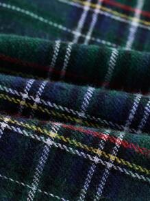 SHEIN EZwear Plaid Print Split Hem Skirt - Dark Green - View 5