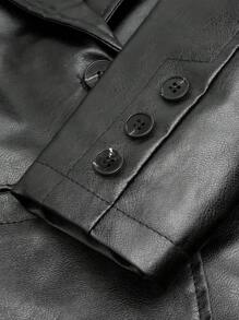 男童1件立領pu皮夾克（無褲） - 黑色 - 查看 7