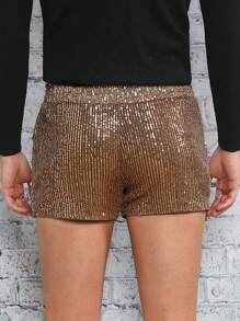 FeverCity Men Sequin Shorts - Coffee Brown - View 2