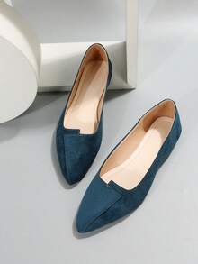 Women's Fashionable Pointed-toe Smog Blue Flat Shoes For Spring And Autumn - Dusty Blue - View 6