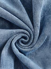 SHEIN MOD Plus Asymmetrical Waist Split Thigh Denim Skirt - Medium Wash - View 4