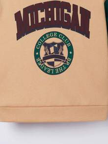 SHEIN Young Boy Casual Hooded Sweatshirt With Colorblock Design And Letter Print Long Sleeve Top - Multicolor - View 4