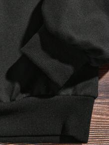 Oversized Casual Gesture & Letter Print Sweatshirt For Teen Boys, Suitable For Autumn/Winter - Black - View 4