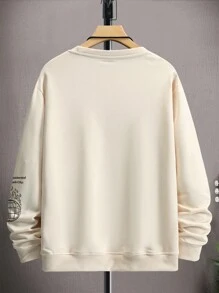 Manfinity Homme Men Slogan Graphic Sweatshirt, For Fall, Long Sleeve Top - Apricot - View 2