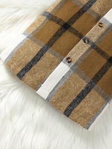 女嬰格紋印花襯衫&半身裙無毛衣 - 棕色 - 查看 4