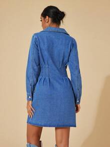 SHEIN BAE Button Front Denim Dress - Medium Wash - View 2