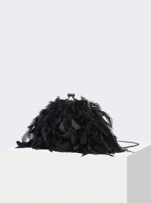 MOTF PREMIUM FEATHER KISSLOCK CLUTCH - Black - View 3
