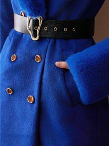 MOTF PREMIUM WOOL-BLEND FAUX FUR COAT - Baby Blue - View 4