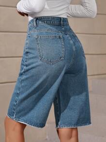 EMERY ROSE High Waist Raw Trim Denim Shorts