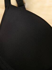 Sujetador unicolor con aro - Negro - Ver 5