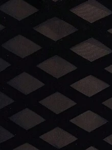 Zolique 菱形印花小高領網紗連身背心 - 黑色 - 查看 7