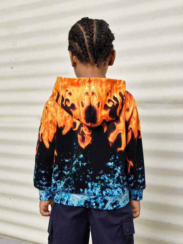 Young Boy Fire Print Sweatshirt