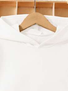 SHEIN Girls Drawstring Side Hooded Tissue - White - View 3