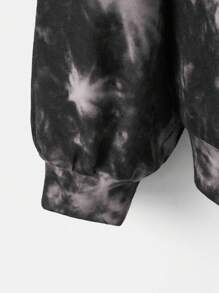 SHEIN EZwear 大碼紮染落肩飛行員夾克 - 黑色 - 查看 3