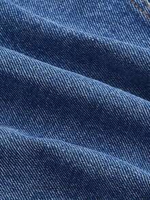 SHEIN MOD Flap Detail Button Front Denim Top - Medium Wash - View 3