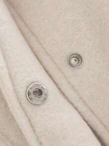 Solid Stand Collar Drop Shoulder Jacket - Beige - View 7