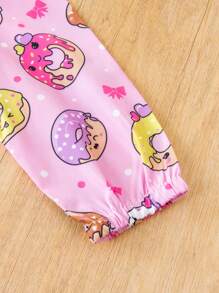 SHEIN 男嬰甜甜圈圖案拉鏈開襟連帽夾克不帶T恤 - 粉色 - 查看 5