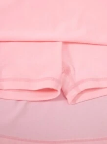 SHEIN Chica preadolescente con cinta con letra Vestido con en Shorts - Rosa - Ver 6