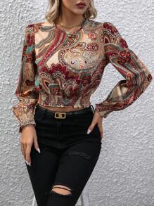 SHEIN Clasi Paisley Print Blouse - Multicolor - View 3