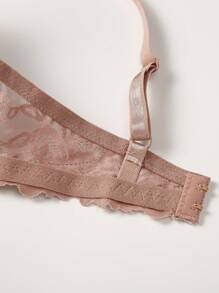 Floral Lace Underwire Bra Lingerie - Dusty Pink - View 6