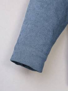 SHEIN 男小童翻蓋口袋毛絨內襯連帽襯衫無毛衣