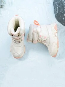 Botas de nieve invierno arriba alta cálido para niñas - Blanco - Ver 5