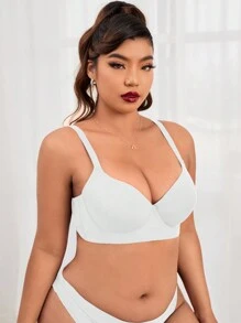 Plus Solid Underwire Push Up Bra