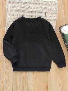 SHEIN Young Boy Letter Graphic Sweatshirt - Black - View 2