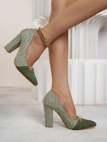 Women's High-heeled Shoes - Mint Green - View 5