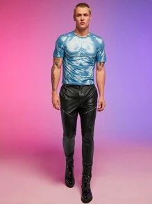 FeverCity Men Solid PU Leather Pants - Black - View 5