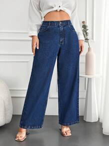 Jeans a gamba ampia con zip, taglie comode