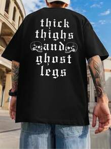 Manfinity LEGND Men Plus Slogan Graphic Drop Shoulder Tee - Black - View 3