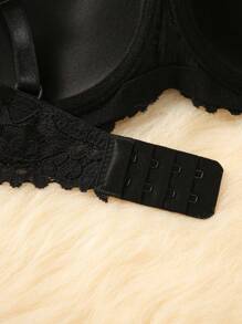 Lencería De Sostén Con Aro De Encaje Floral - Negro - Ver 7