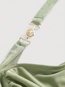 SHEIN MOD Solid Ruched Halter Bodycon Summer Top