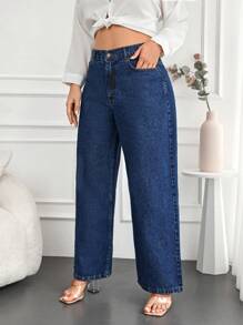 Jeans a gamba ampia con zip, taglie comode