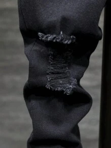 Jeans rasgados y deshilachados para niño joven - Negro - Ver 6