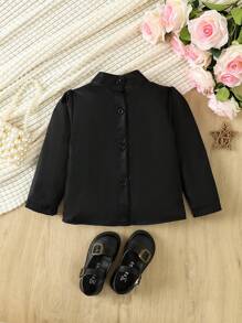 Baby Girl Cross Print Mock Neck Puff Sleeve Tee - Multicolor - View 2