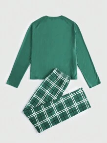 Harry Potter | ROMWE 女士字母和蛇印花上衣和格紋長褲睡衣套裝