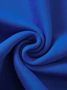 SHEIN LUNE Plus Hand Print Thermal Lined Sweatshirt - Royal Blue - View 6