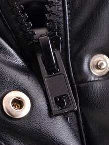 休閒拉鍊純色女士棉服外套 - 黑色 - 查看 6