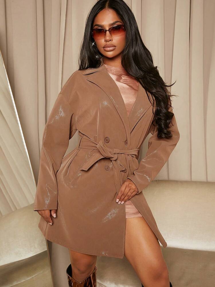 Lapel Neck Double Button Trench Coat