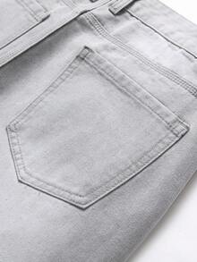 針對Tween Boy的撕裂毛邊牛仔褲 - 灰色 - 查看 8