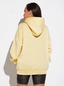SHEIN SXY Opuszczane ramiona Sznurek do ściągacza Podszewka termiczna Bluza z kapturem