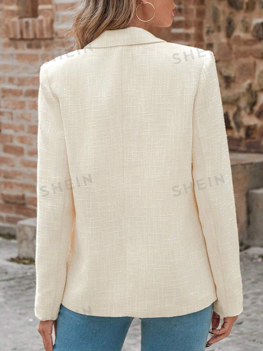 EMERY ROSE Lapel Neck Single Button Blazer SHEIN UK