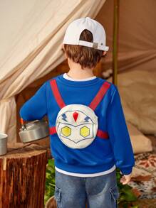 SHEIN 小男孩卡通圖案運動衫 - 藍色 - 查看 8