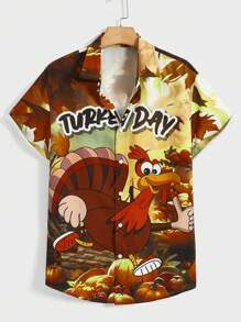 Manfinity RebelGame Men Letter & Cartoon Graphic Shirt - Multicolor - View 1