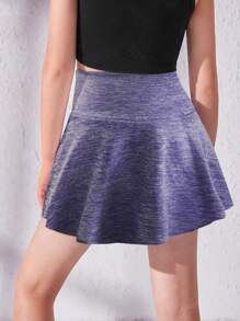 SHEIN Tween Girl Phone Pocket Detail Ruffle Hem Active Skirt - Purple - View 2