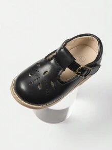 Girls Hollow Out Mary Jane Flats - Black - View 6